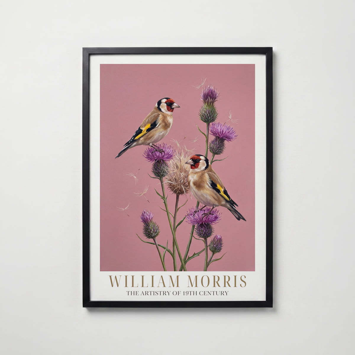 William Morris Goldfinches on Thistles Poster – svart ram