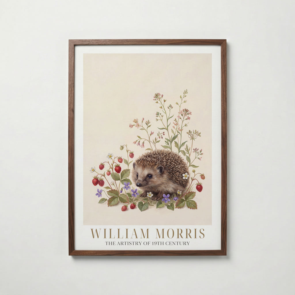 William Morris Hedgehog Among Wild Strawberries Poster – valnötsram