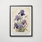 William Morris Irises and Dragonfly Poster – svart ram