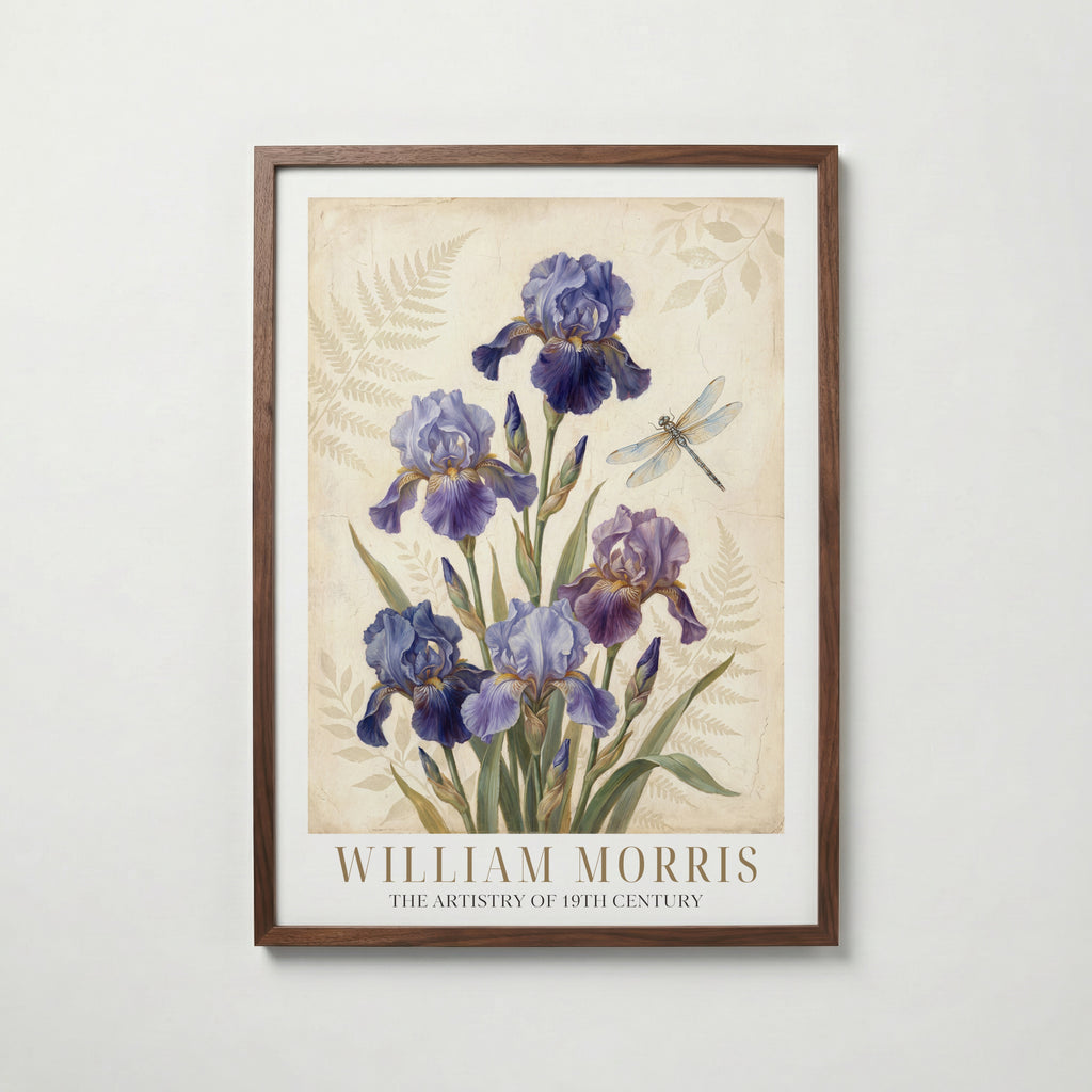 William Morris Irises and Dragonfly Poster – valnötsram