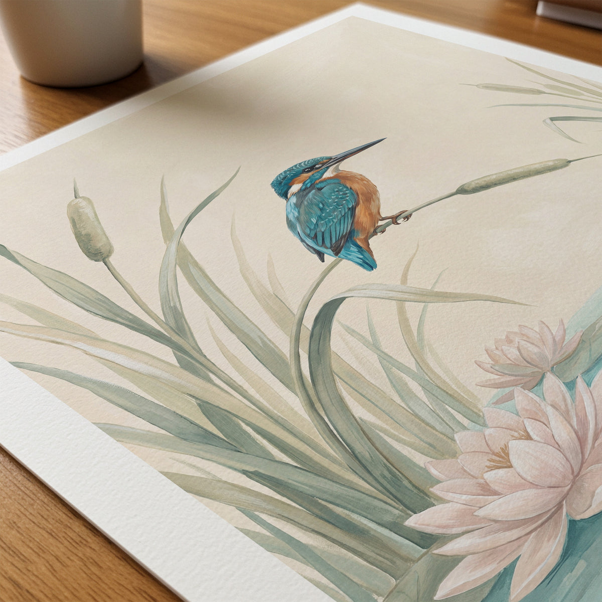 William Morris Kingfisher by the Lily Pond Poster – närbild på papper