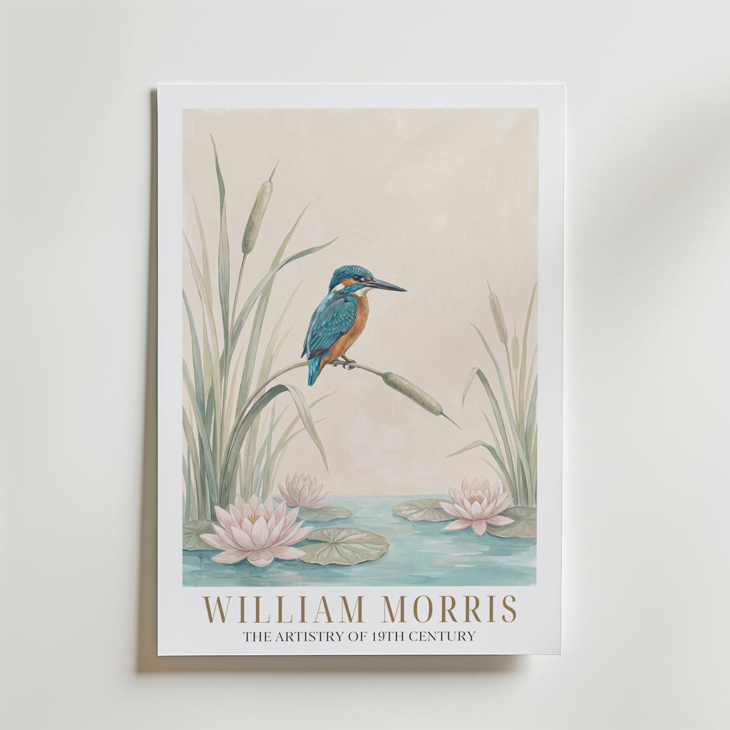 William Morris Kingfisher by the Lily Pond Poster – med passepartout