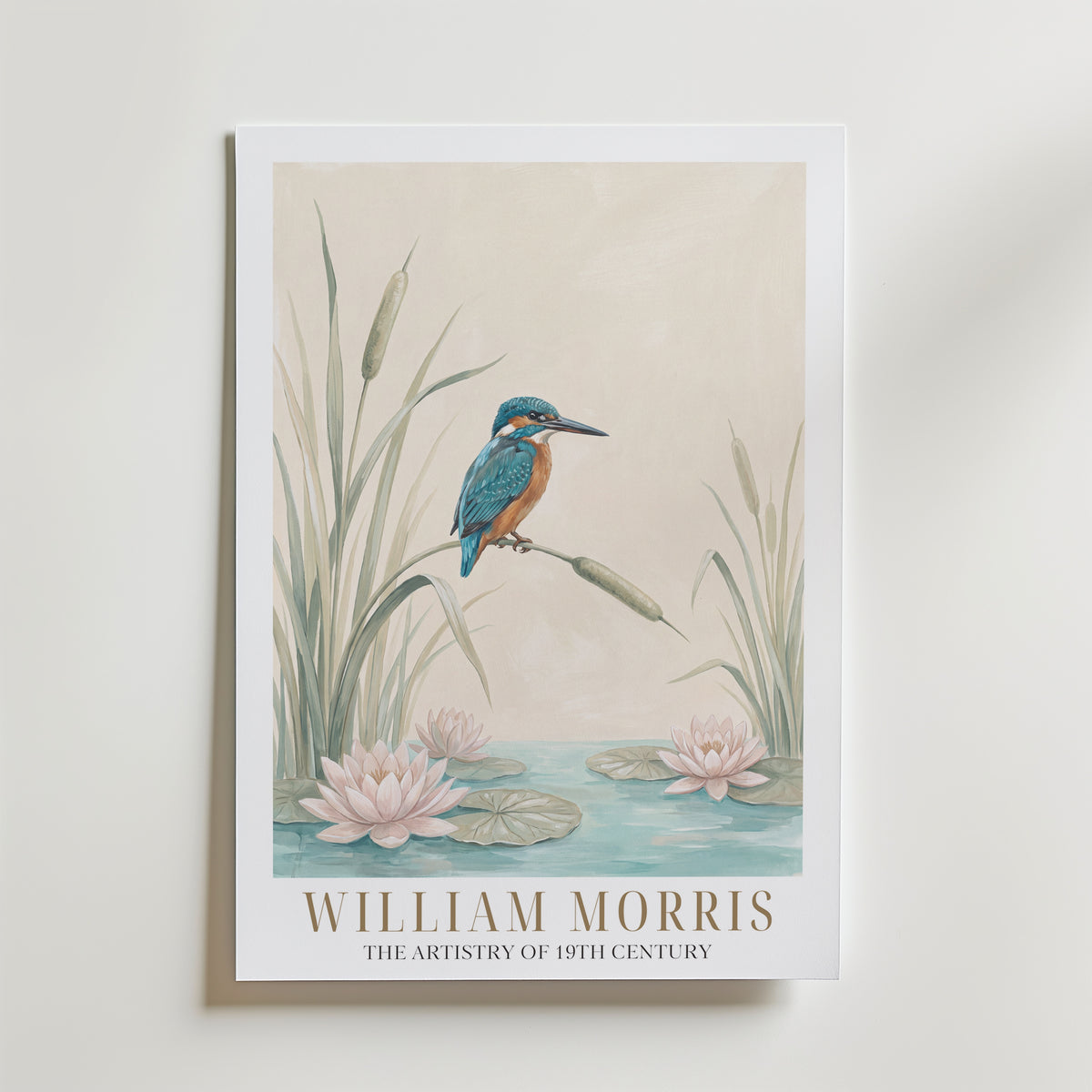 William Morris Kingfisher by the Lily Pond Poster – med passepartout