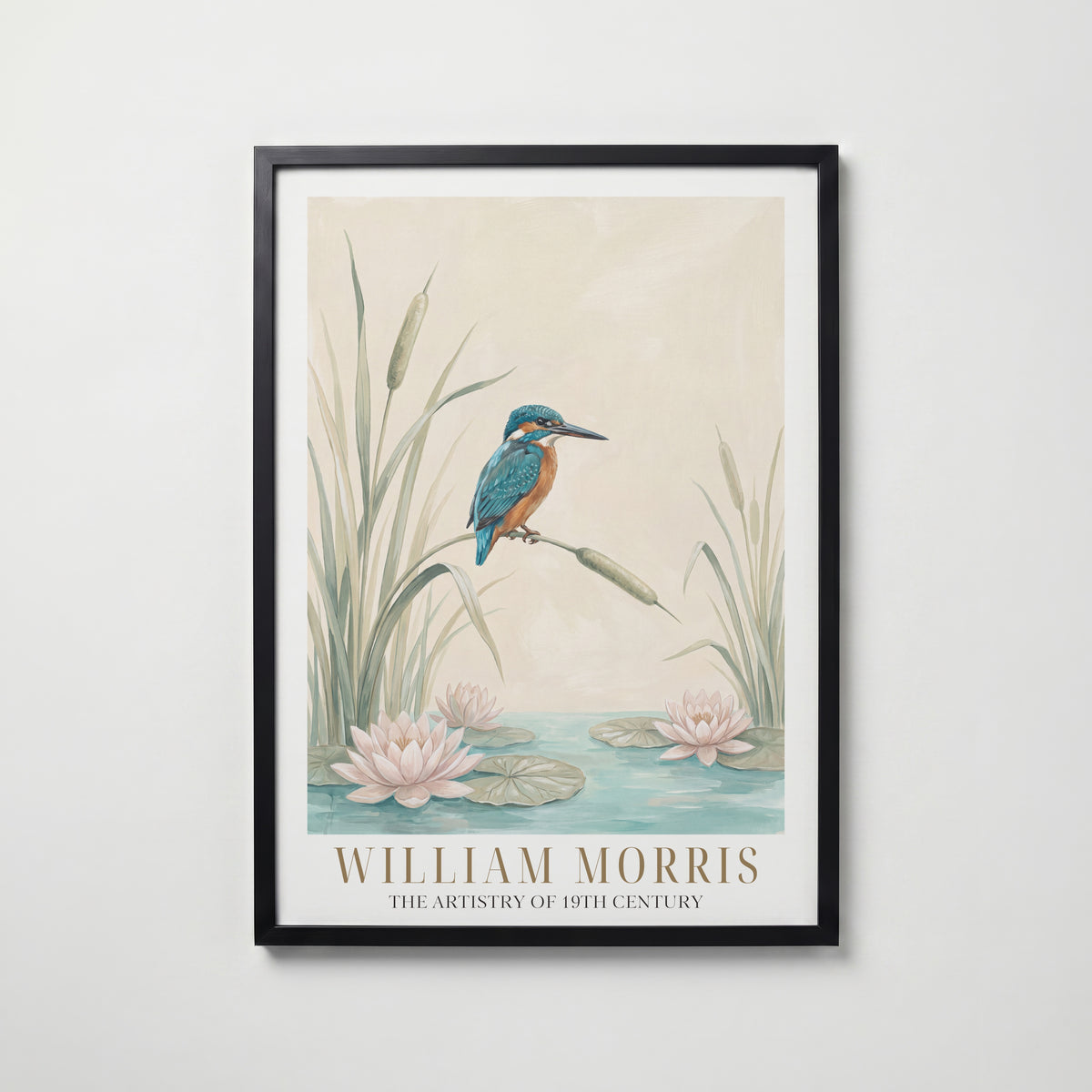 William Morris Kingfisher by the Lily Pond Poster – svart ram
