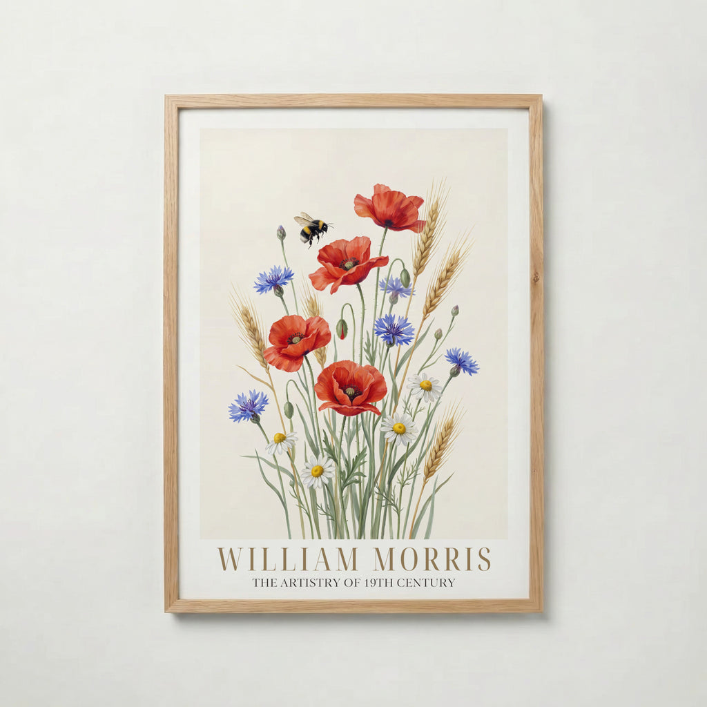 William Morris Meadow Poppies and Cornflowers Poster – ekram