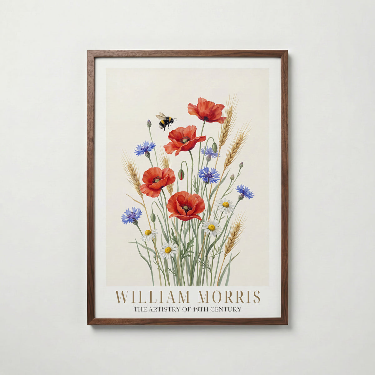 William Morris Meadow Poppies and Cornflowers Poster – valnötsram
