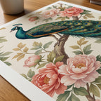 William Morris Peacock Among Peonies Poster – närbild på papper
