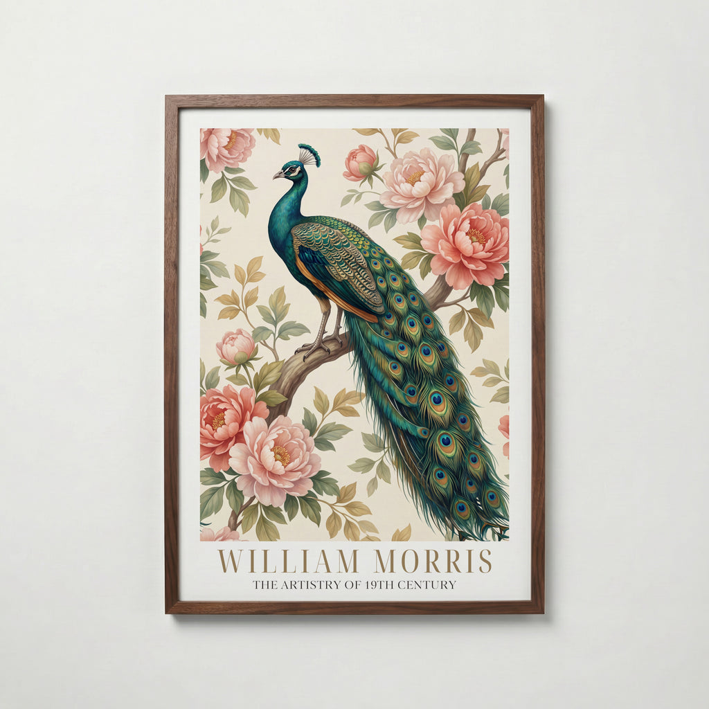 William Morris Peacock Among Peonies Poster – valnötsram