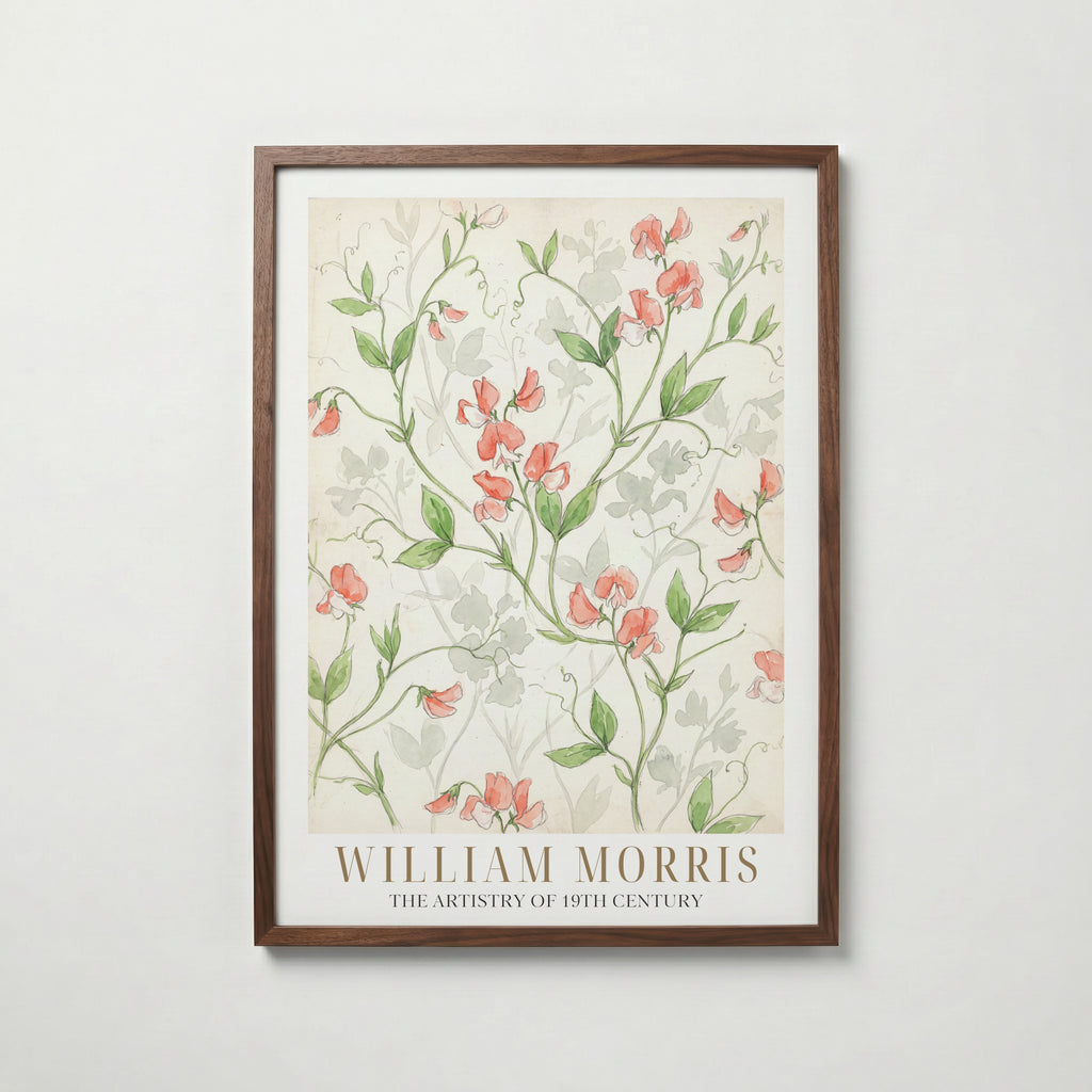 William Morris Sweet Pea Watercolour Study Poster – valnötsram