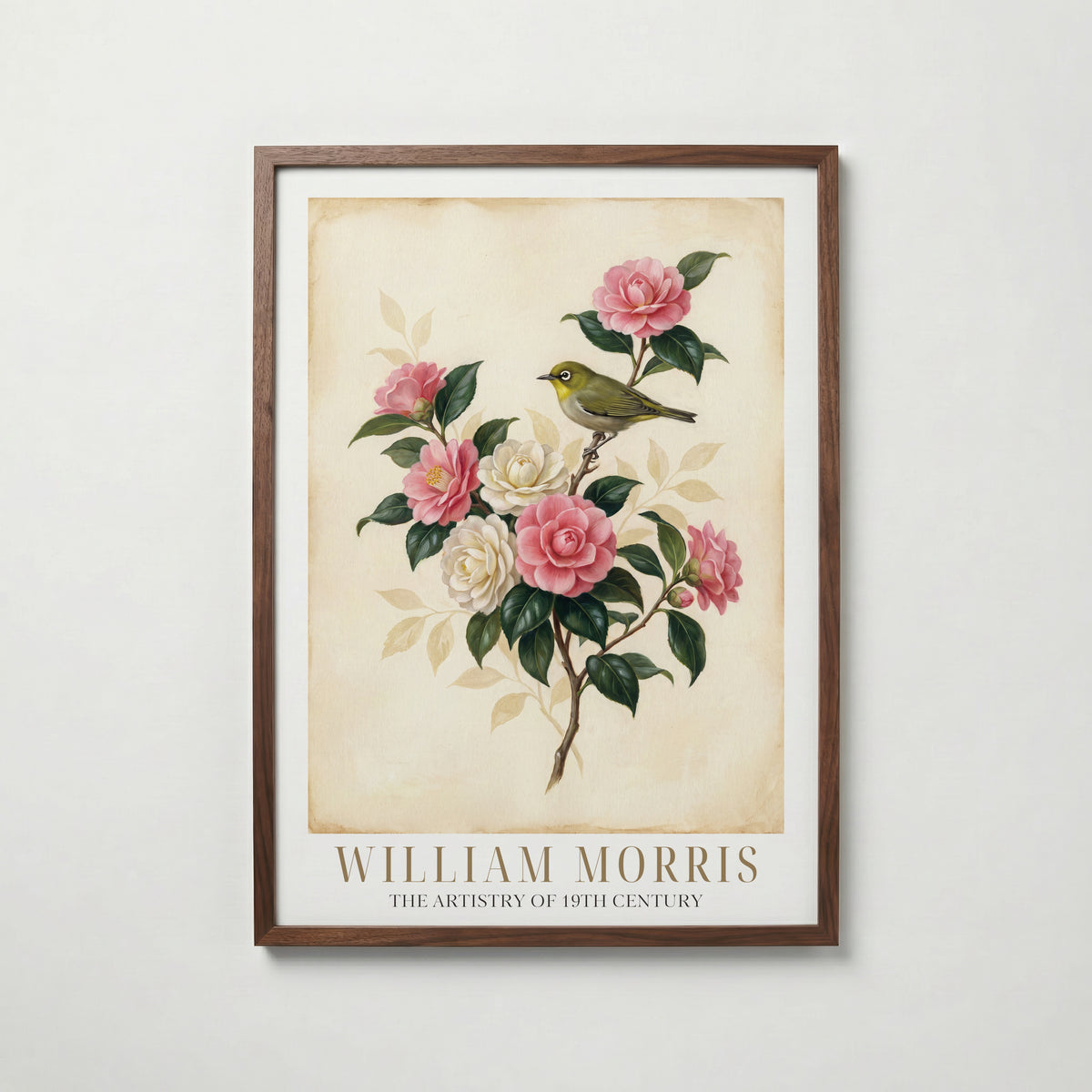William Morris White-Eye and Camellias Poster – valnötsram