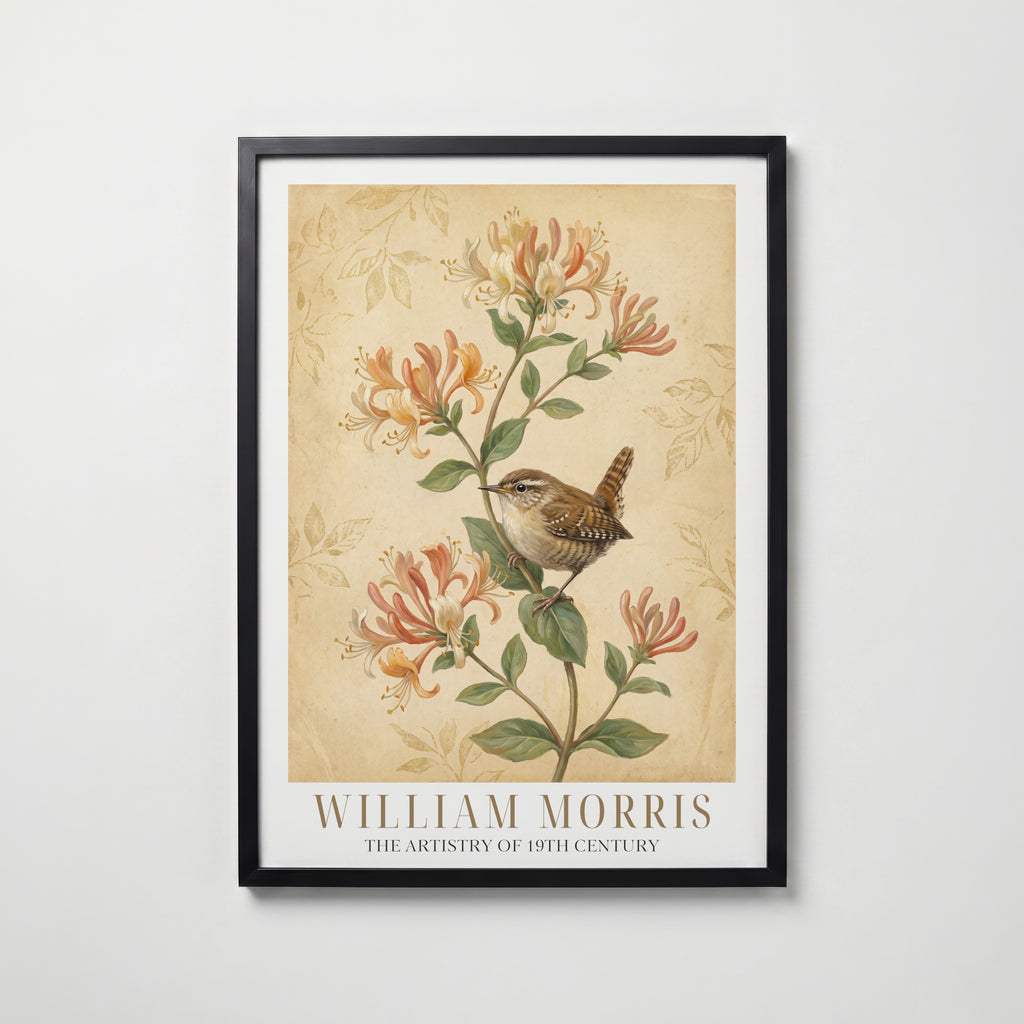 William Morris Wren in the Woodbine Poster – svart ram