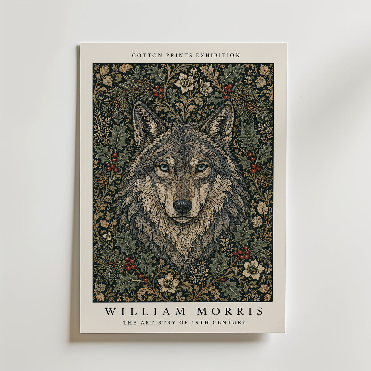 Wolf in the Holly William Morris Poster