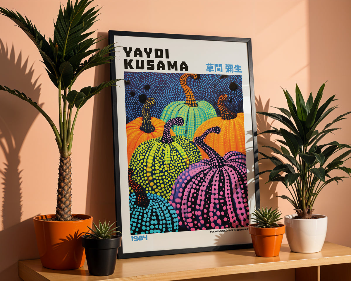 Yayoi Kusama Festival of poster visualiserad på vägg – från Bozetto i hög kvalitet