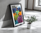 Väggmockup av Yayoi Kusama Festival of affisch på ljus vägg – Bozetto konsttryck