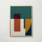 Teal Relief No. 1 i ekram, geometrisk relieftavla med fri frakt över 499 kr
