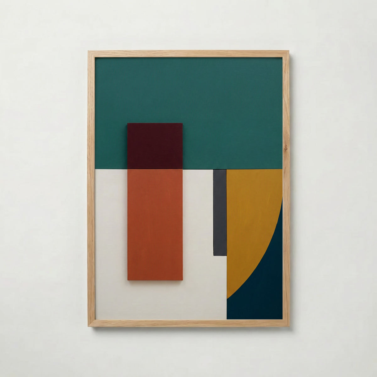 Teal Relief No. 1 i ekram, geometrisk relieftavla med fri frakt över 499 kr