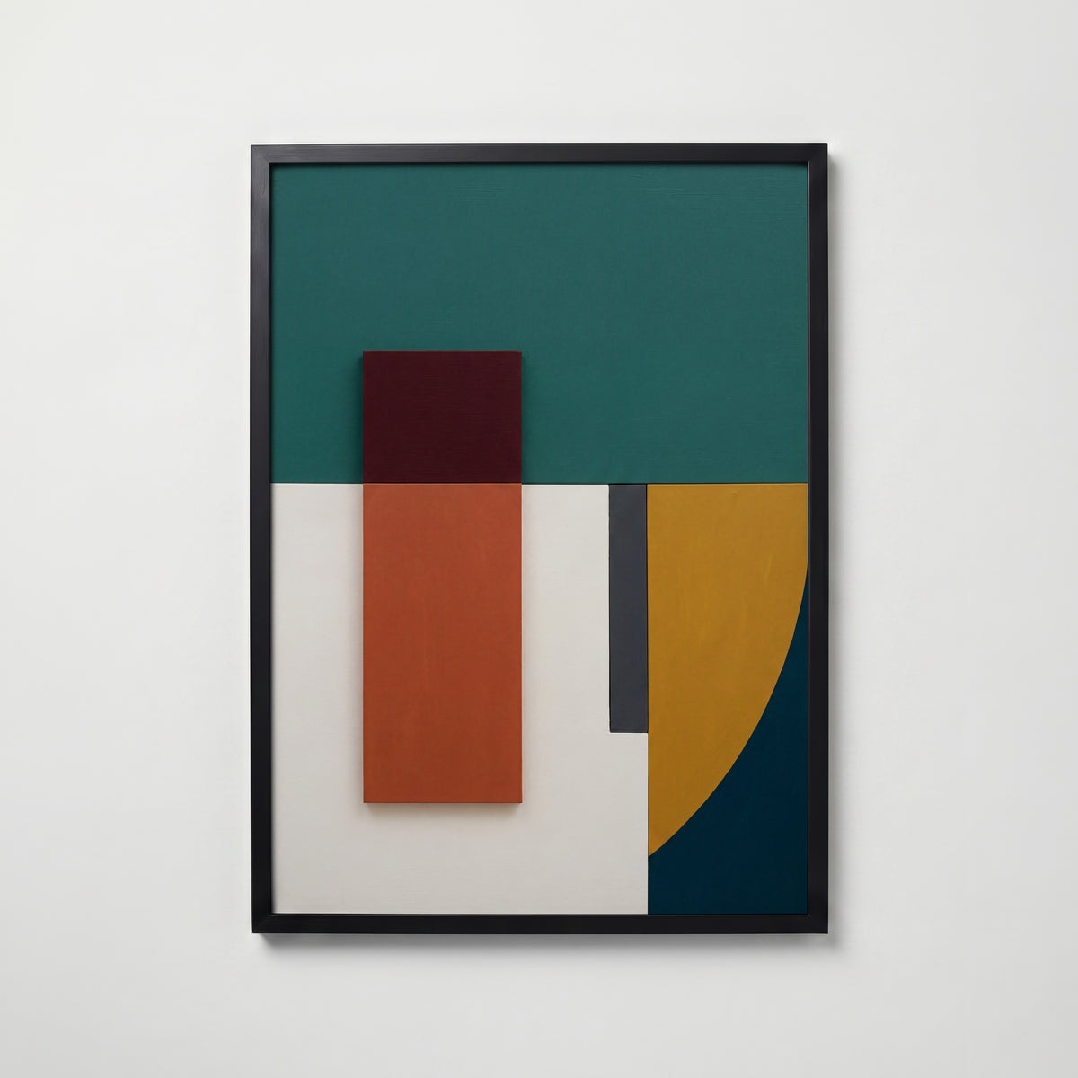 Teal Relief No. 1 i svart ram, modern väggkonst tryckt i Sverige