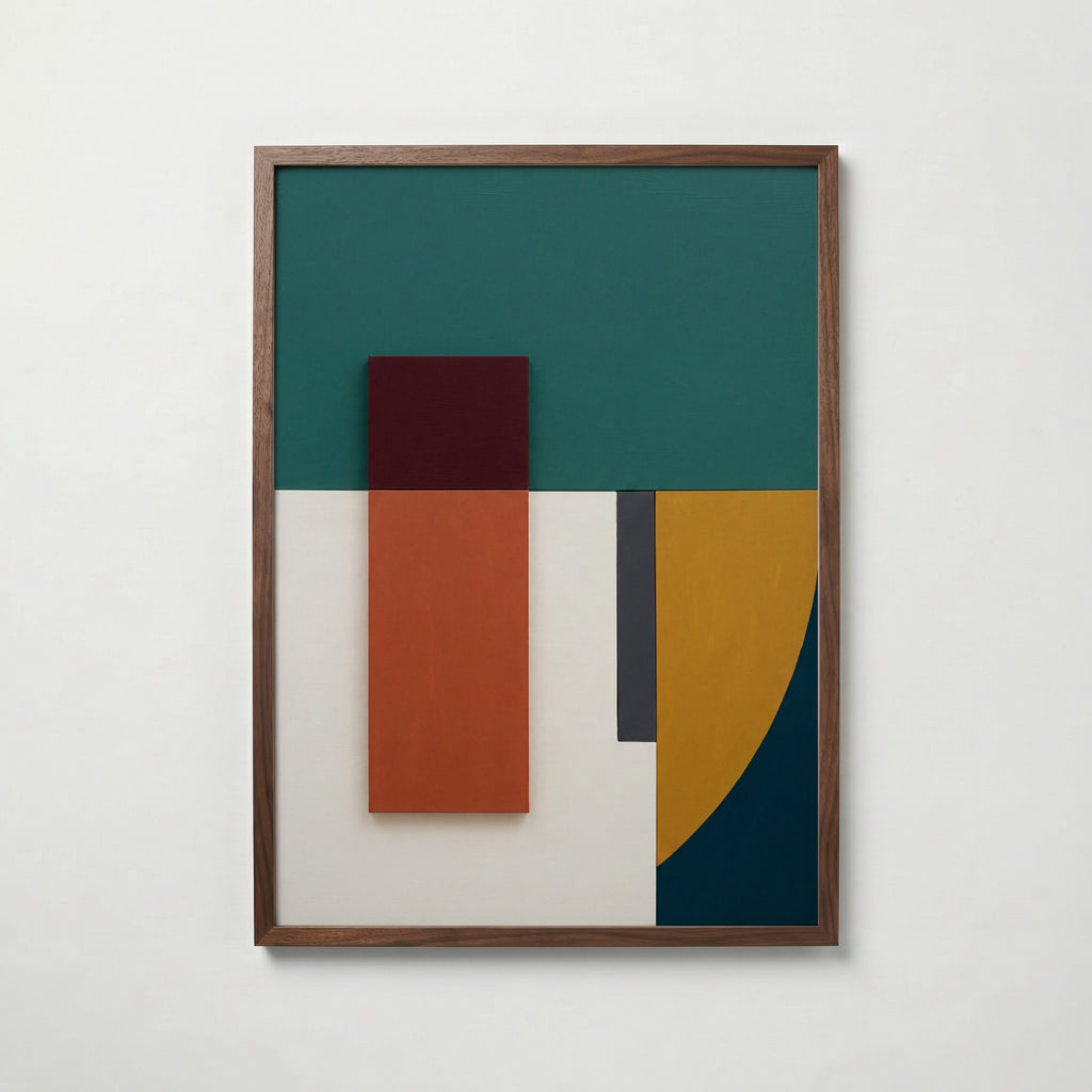 Teal Relief No. 1 i valnötsram, grafisk affisch levererad på 1–3 dagar