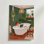 Bath Ritual Poster – boho badrums-illustration på canvas, premiumtryck från Bozetto