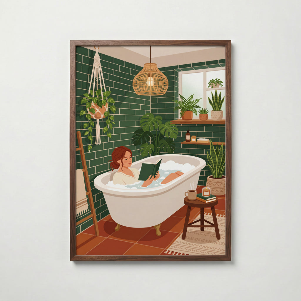 Bath Ritual Poster i valnötsram, konst från Bozetto