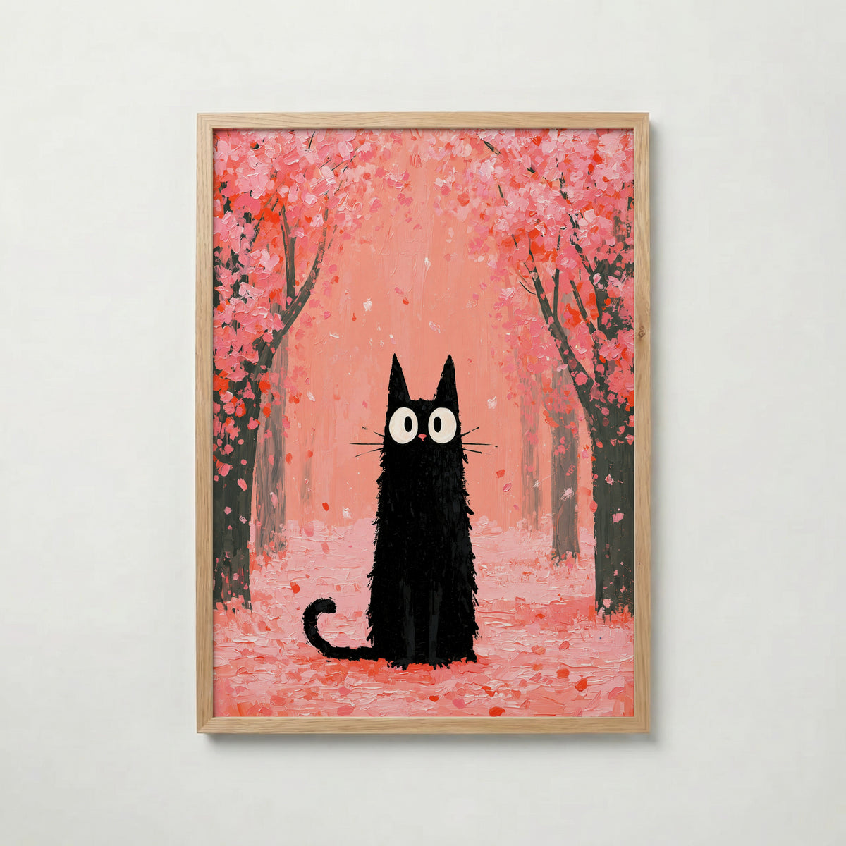 Cat in Cherry Blossom Poster i ek-ram fran Bozetto