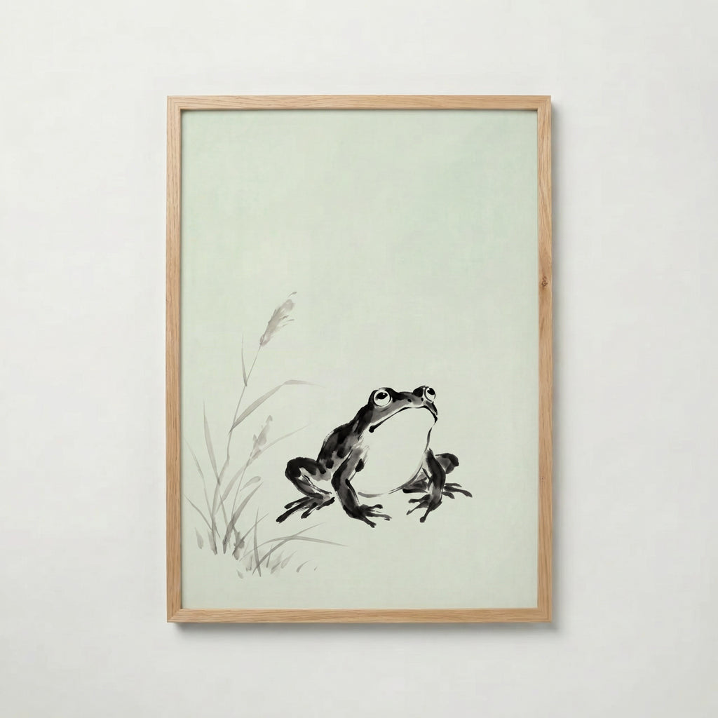 Celadon Frog Poster i ekram – tuschgroda kant till kant, tryckt i Sverige