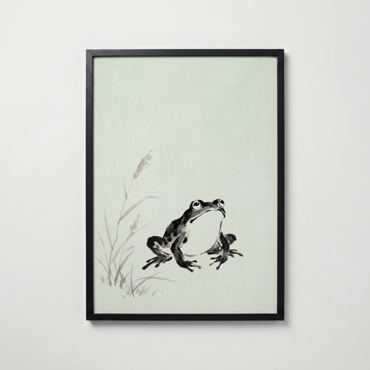 Celadon Frog Poster i svart ram – minimalistisk groda, leverans 1–3 dagar