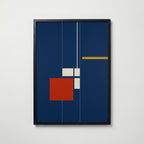 Constructive Red Poster i svart ram, minimalistisk konstruktivism från Bozetto