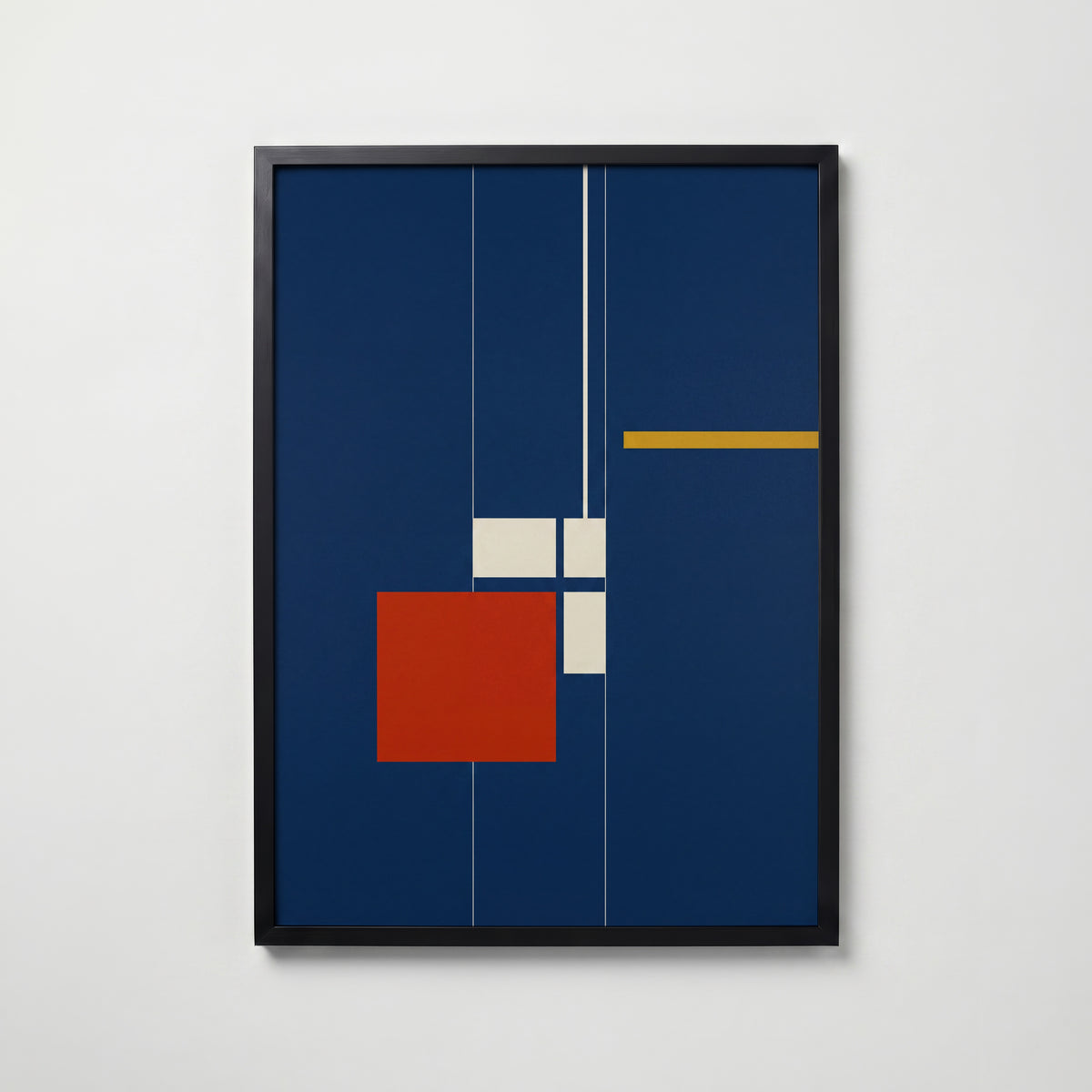 Constructive Red Poster i svart ram, minimalistisk konstruktivism från Bozetto