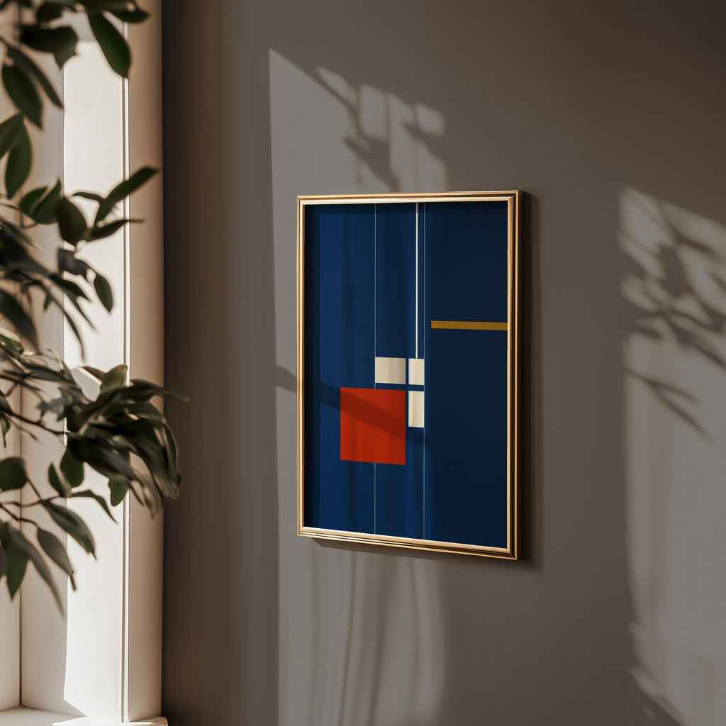Constructive Red Poster i hall, bauhausinspirerad konst, fri frakt över 499 kr