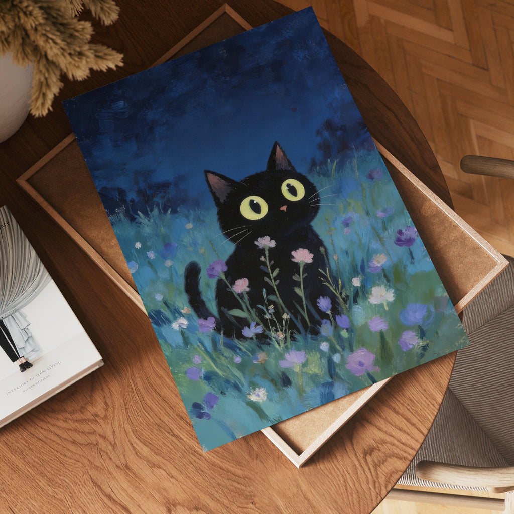 Blue Hour Cat – Bozetto poster i hög kvalitet, perfekt för varje rum i hemmet i hög tryckkvalitet