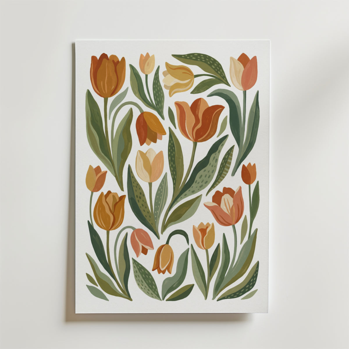 Amber Tulip Reverie – stilfullt konsttryck från Bozetto, tryckt på matt finpapper