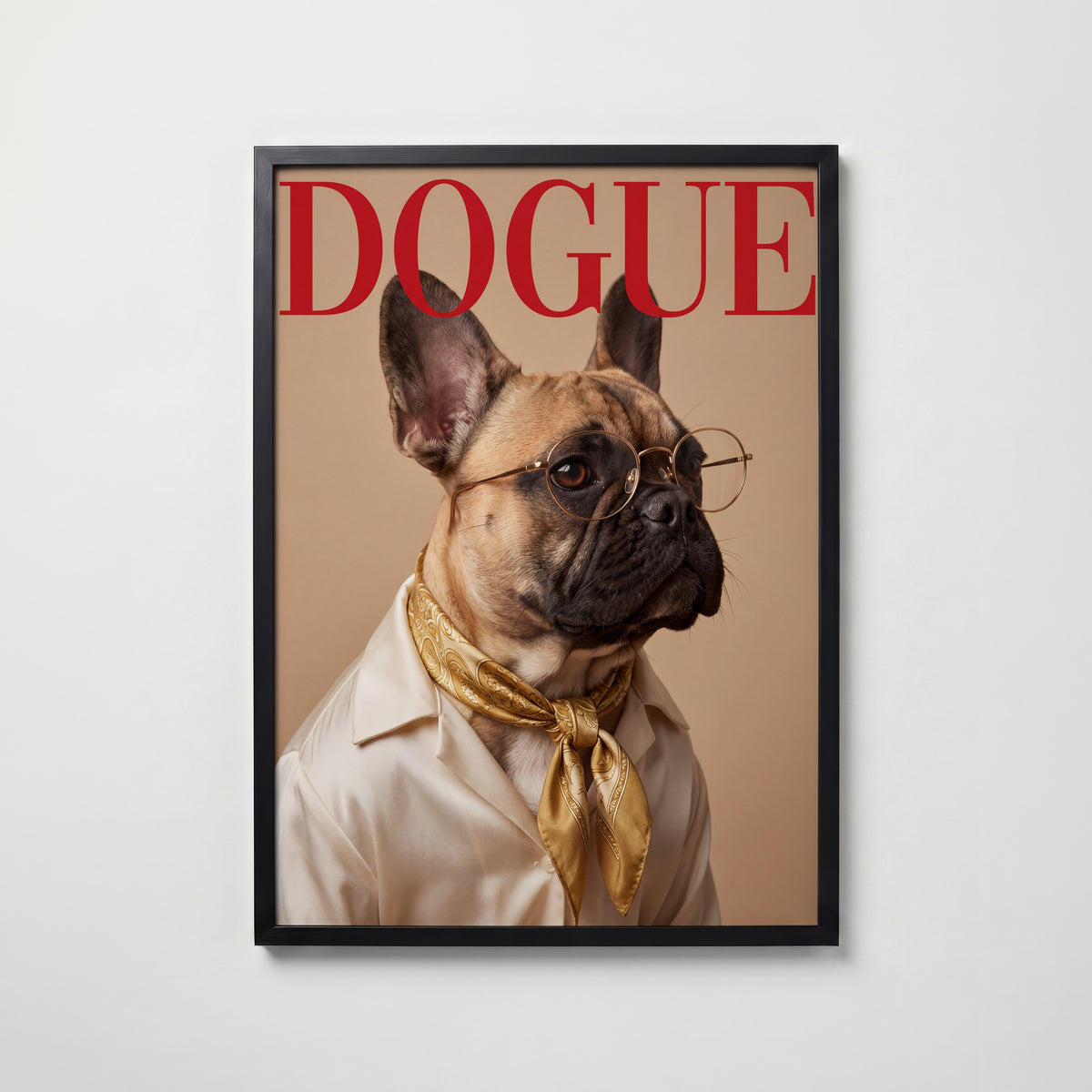 DOGUE husdjursporträtt i svart ram