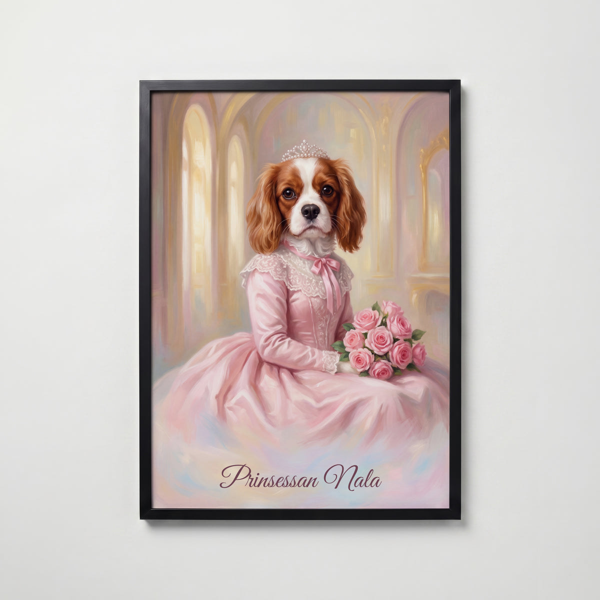 Personlig husdjursposter prinsessa i svart ram