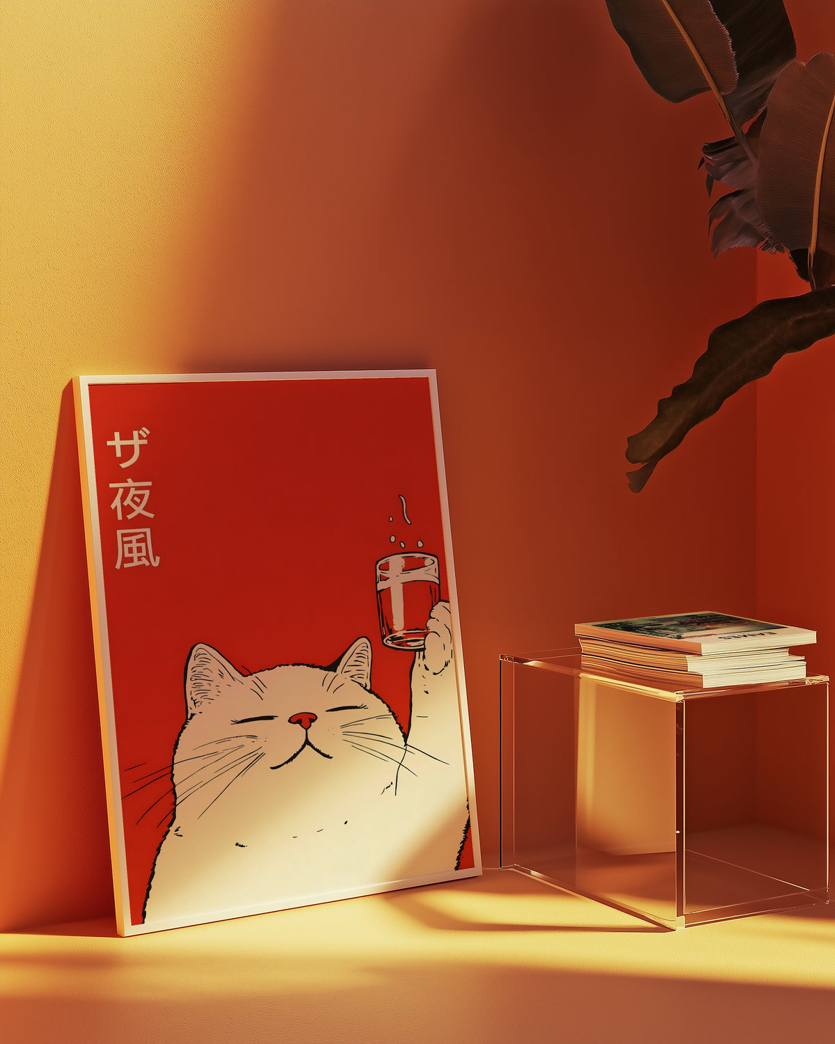 Midnight Toast Cat poster på vägg i hemmiljö – Bozetto