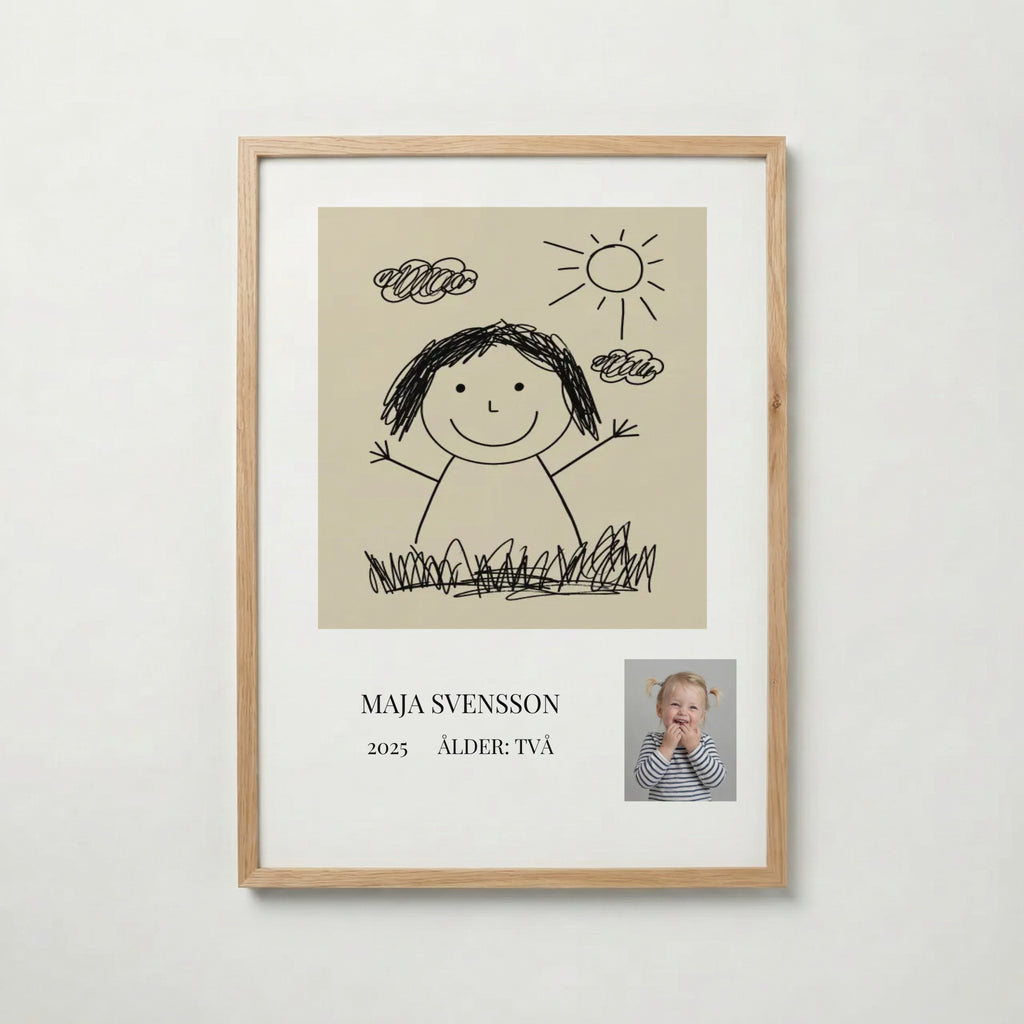 Personlig poster barnets teckning i ekram