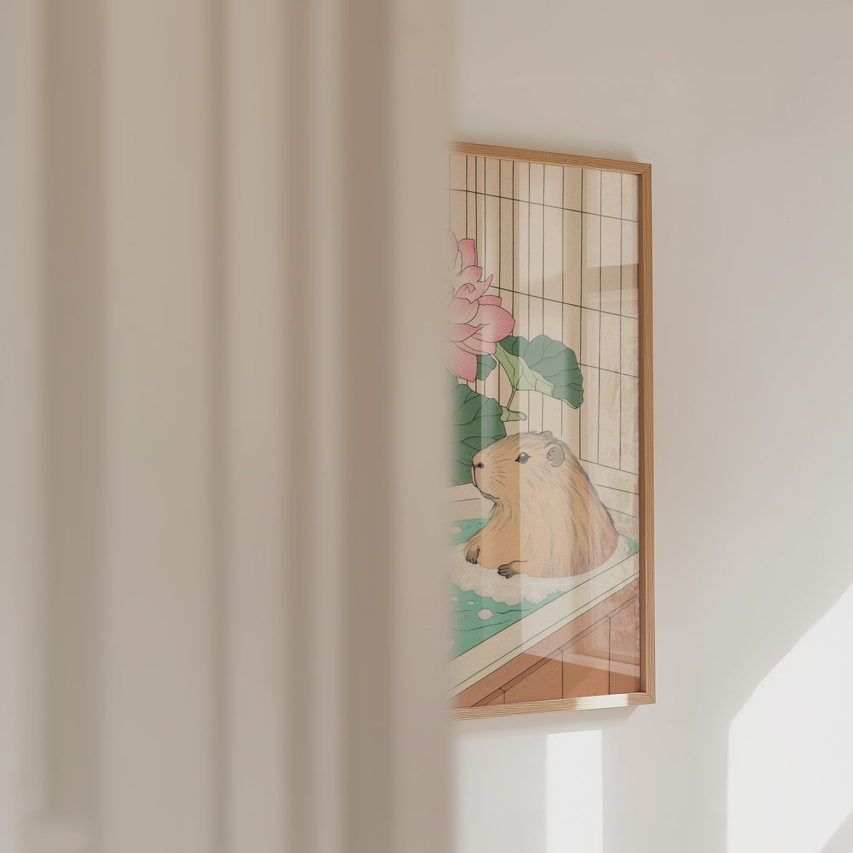 Capybara In Lotus Bath Poster – väggvideo
