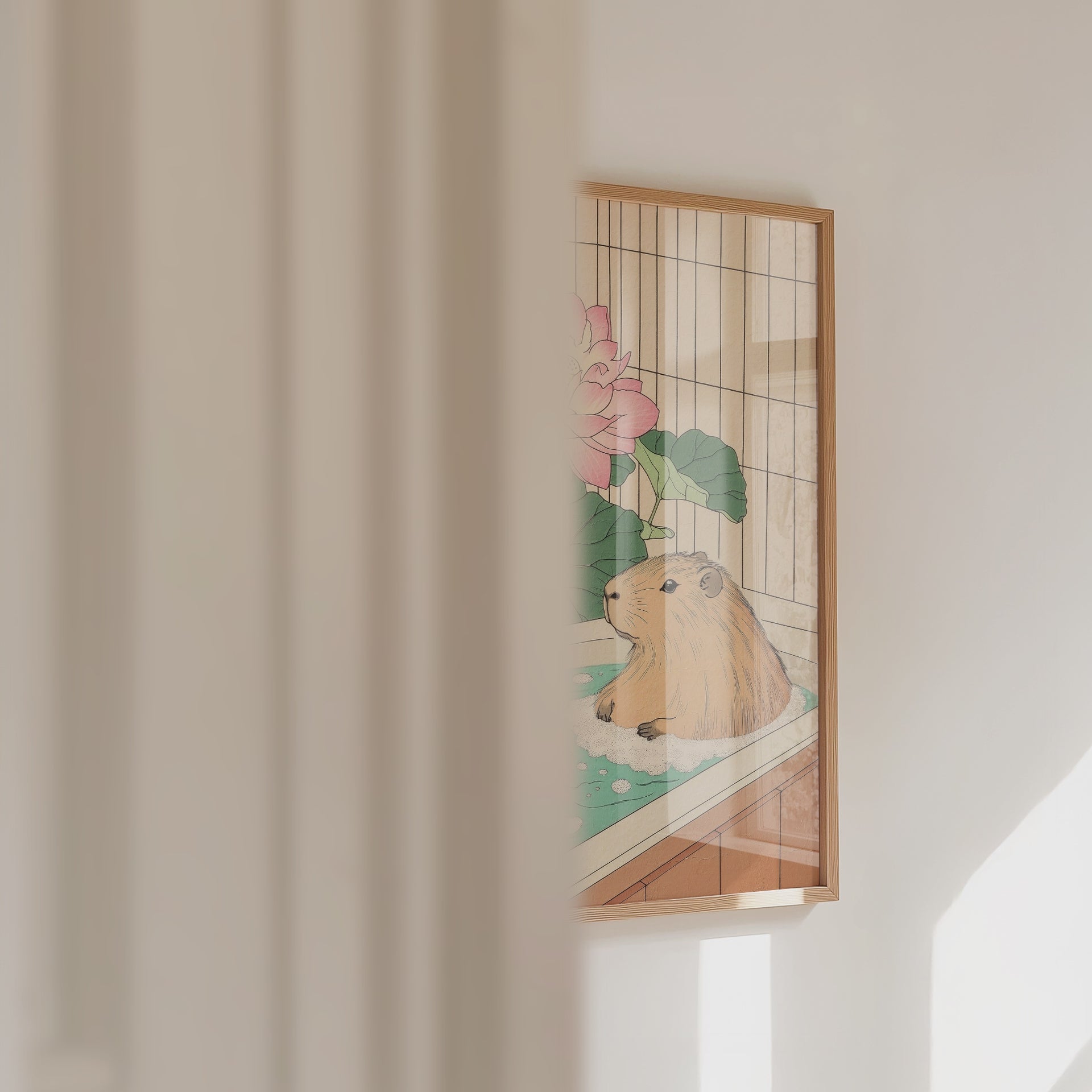 Capybara In Lotus Bath Poster – väggvideo