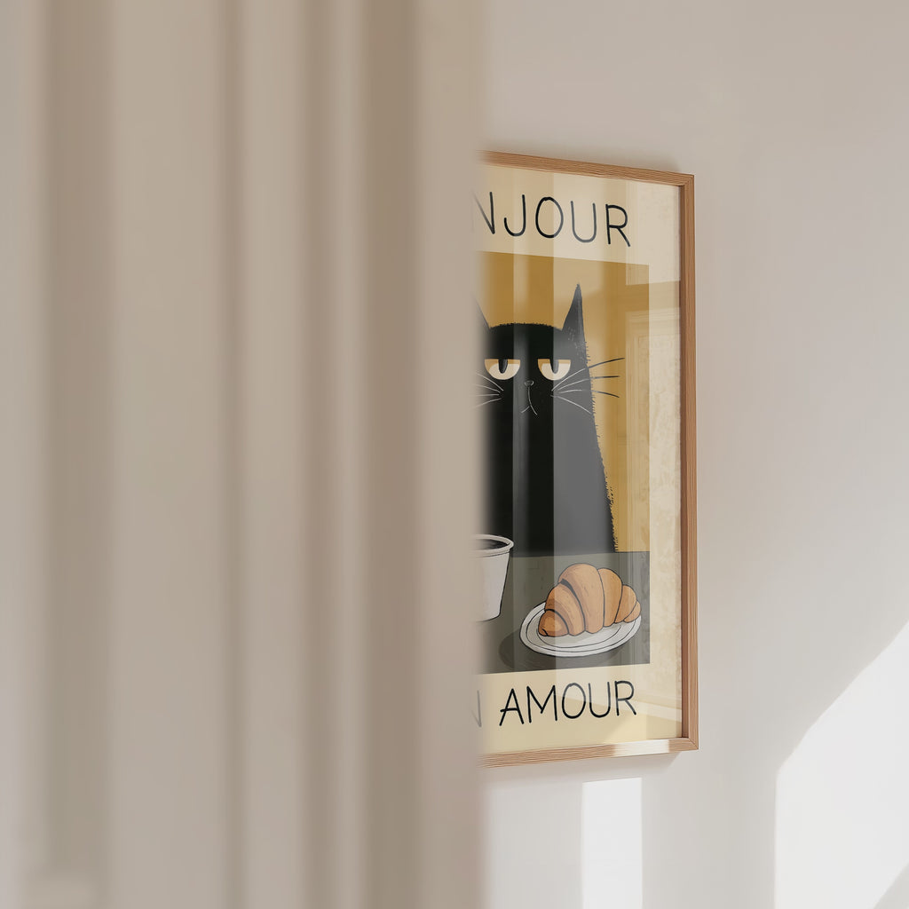 Parisian Cat Breakfast Poster – väggvideo
