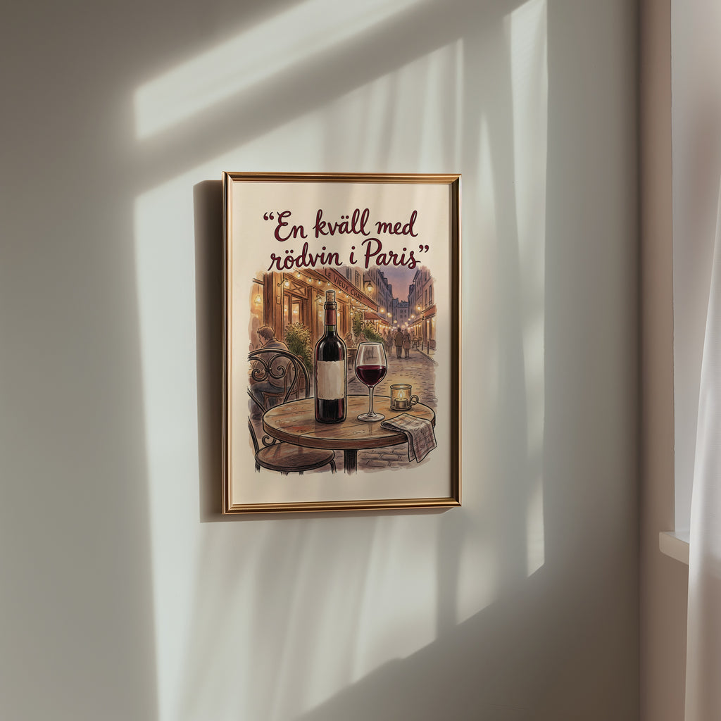 Red Wine in Paris Poster på vägg i matvrå, fri frakt över 499 kr