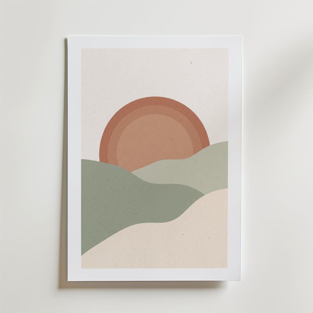 Sage Sunrise Poster – med passepartout