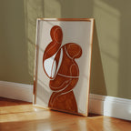 Terracotta Embrace Poster som blickfång i ett modernt sovrum