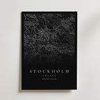 Personlig kartposter Soft City Map i mörk variant med Stockholm