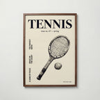Vintage Tennis Cover affisch i valnötsram med nostalgiskt tennismotiv från Bozetto med fri frakt över 499 kr