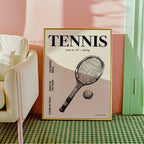 Vintage Tennis Cover inredningsaffisch med retro tennistema i varm gräddvit ton, leverans 1 till 3 dagar från Bozetto