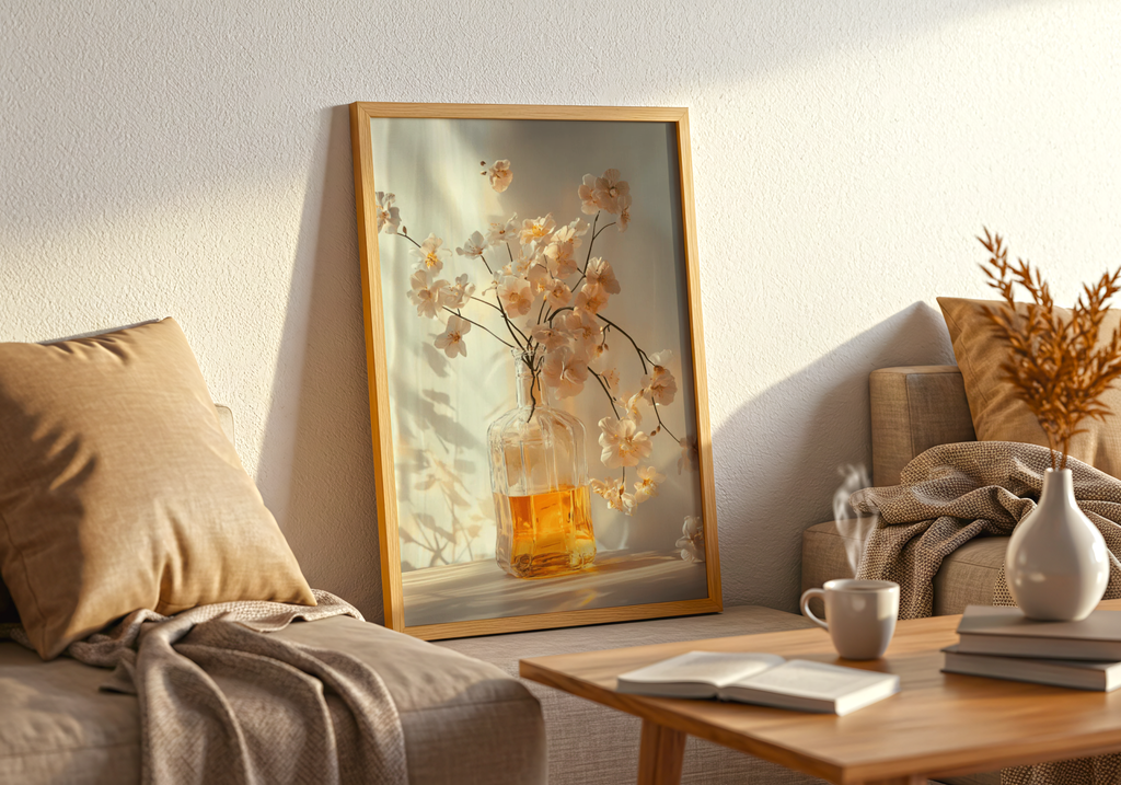 Glass Vase with Amber Liquid – affisch med stilfullt motiv från Bozetto i hög kvalitet