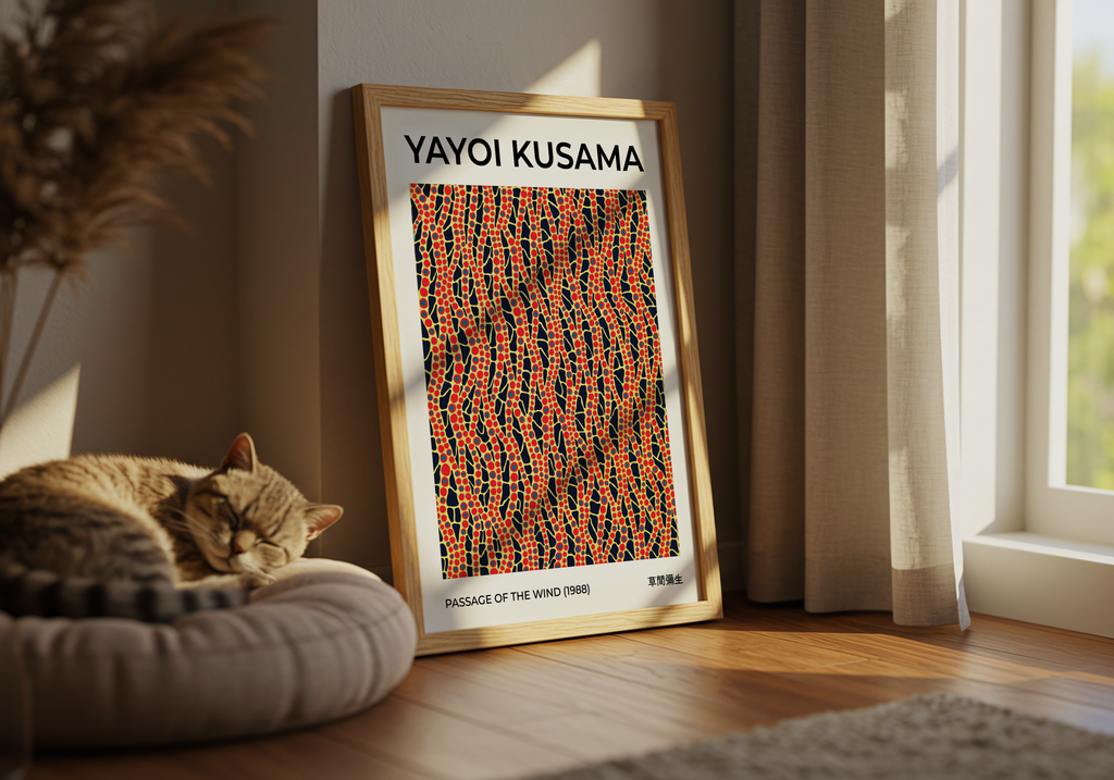 Yayoi Kusama Passage Of The Wind affisch på neutral bakgrund – poster från Bozetto