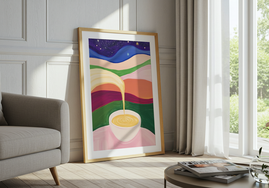 Retro Coffee in Space Poster