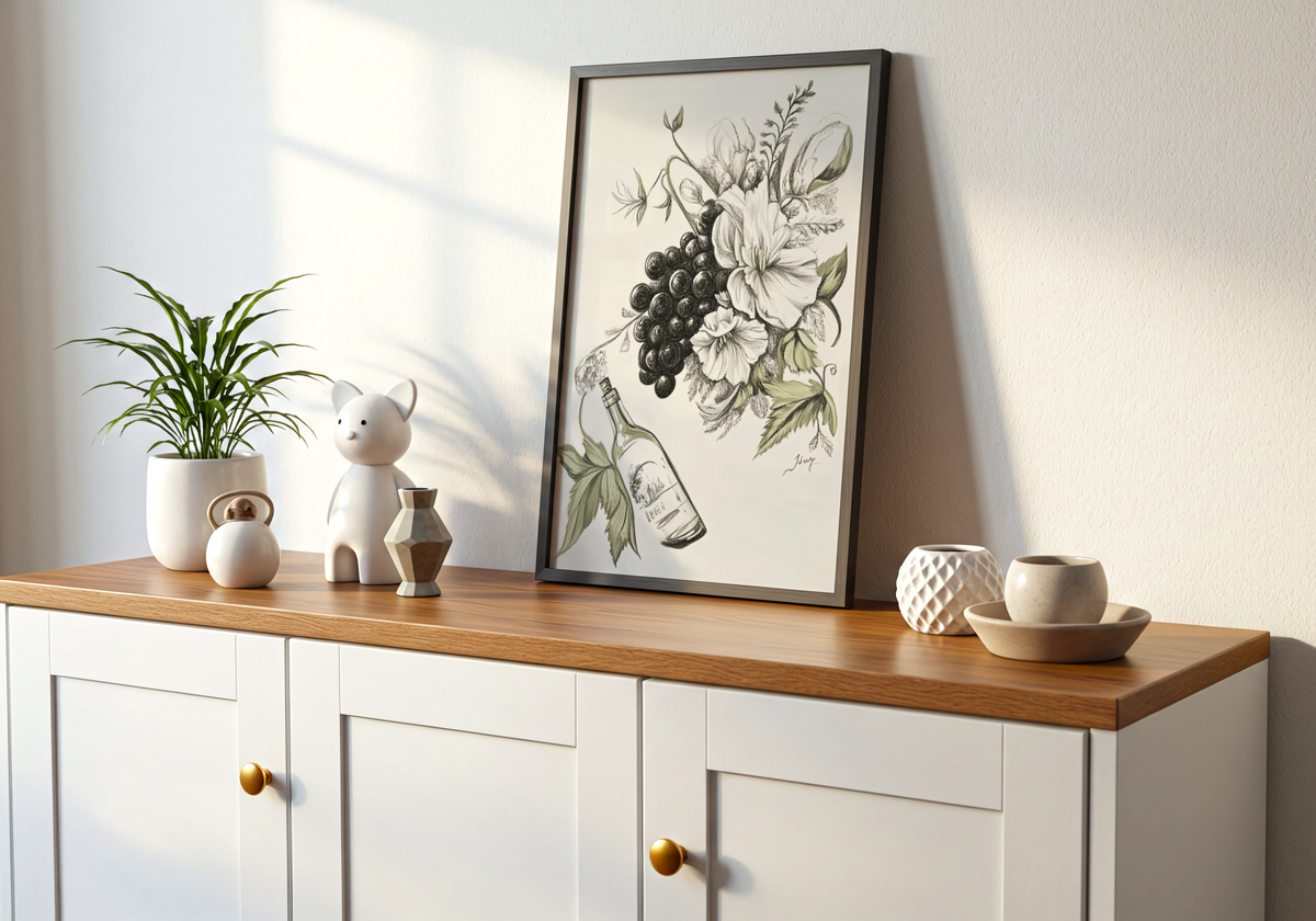 Vintage Grape And Floral – affisch med stilfullt motiv från Bozetto i hög kvalitet