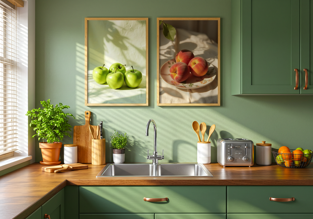 Organic Peaches floral plate – affisch med stilfullt motiv från Bozetto i hög kvalitet